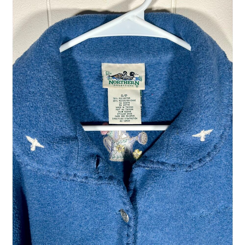 Northern Reflections VTG Cottagecore Fleece‎ Cardigan Embroidered Cats S Whimsy - Picture 6 of 14